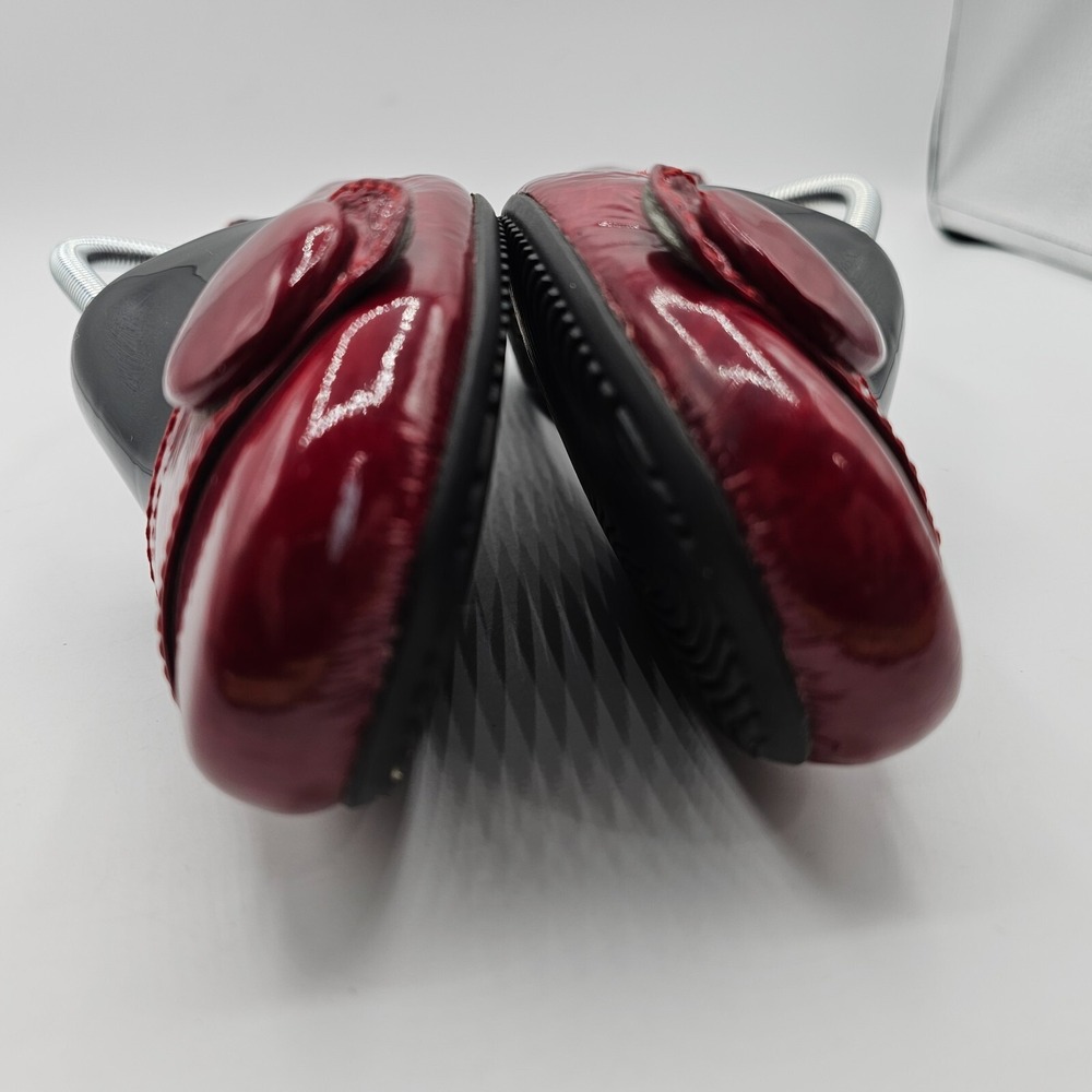 Ecco Womens Hanna Shoes Size 37 Red Patent Leather Button Wedge Heel Ballet - Picture 9 of 14